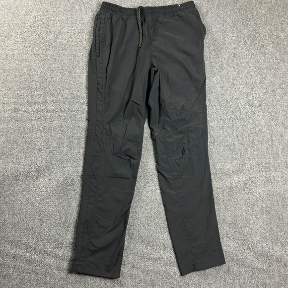 Lands'‎ End Pants Mens Medium Black 32-34 Joggers Windbreaker Drawstring Nylon - Picture 1 of 10